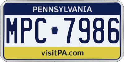 PA license plate MPC7986