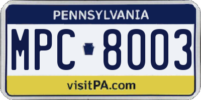 PA license plate MPC8003