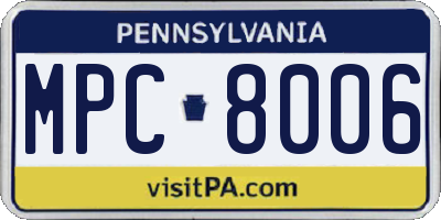 PA license plate MPC8006