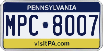 PA license plate MPC8007