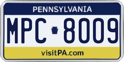 PA license plate MPC8009