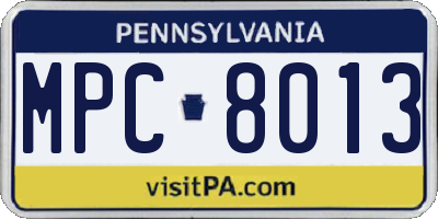 PA license plate MPC8013