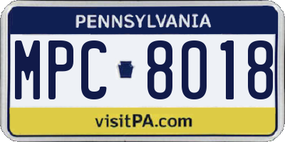 PA license plate MPC8018