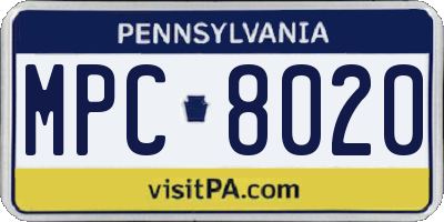PA license plate MPC8020