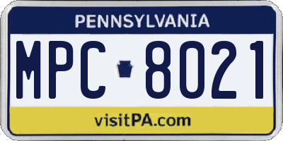 PA license plate MPC8021