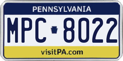 PA license plate MPC8022