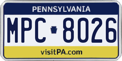 PA license plate MPC8026