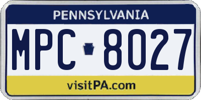 PA license plate MPC8027