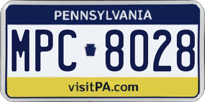 PA license plate MPC8028