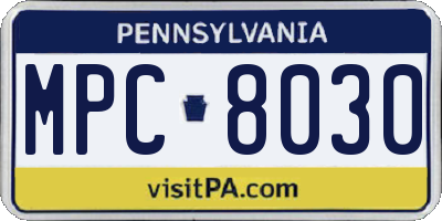 PA license plate MPC8030