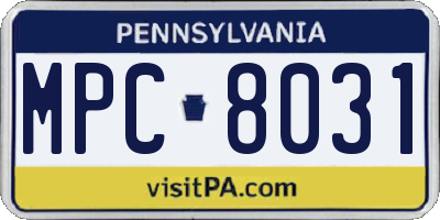 PA license plate MPC8031