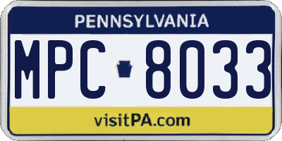 PA license plate MPC8033