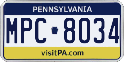 PA license plate MPC8034