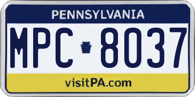 PA license plate MPC8037