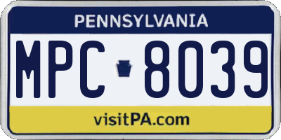 PA license plate MPC8039