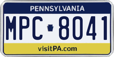 PA license plate MPC8041