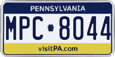 PA license plate MPC8044