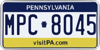 PA license plate MPC8045