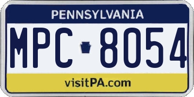 PA license plate MPC8054
