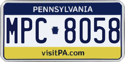 PA license plate MPC8058