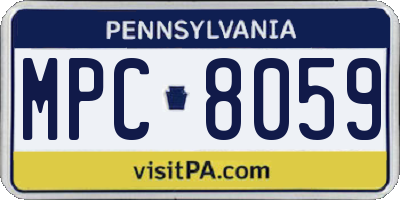 PA license plate MPC8059