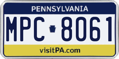PA license plate MPC8061