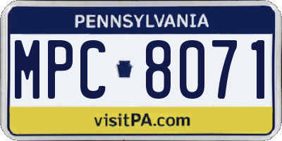 PA license plate MPC8071