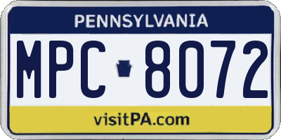 PA license plate MPC8072
