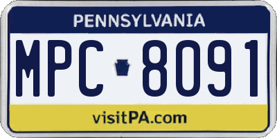 PA license plate MPC8091