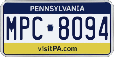PA license plate MPC8094