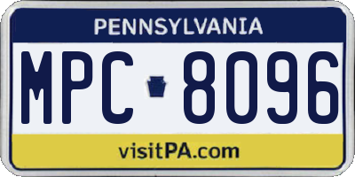 PA license plate MPC8096