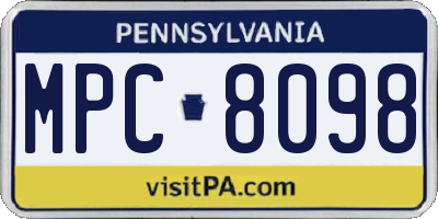 PA license plate MPC8098