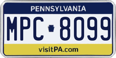 PA license plate MPC8099