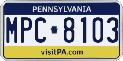 PA license plate MPC8103