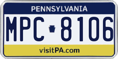 PA license plate MPC8106