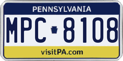 PA license plate MPC8108