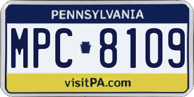 PA license plate MPC8109