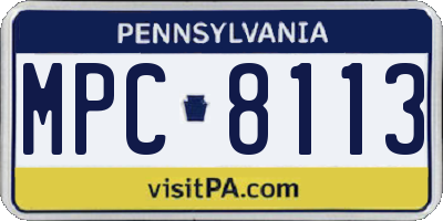 PA license plate MPC8113