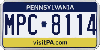 PA license plate MPC8114