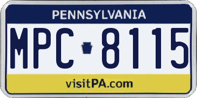 PA license plate MPC8115