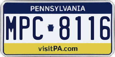 PA license plate MPC8116