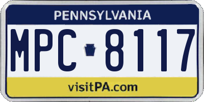 PA license plate MPC8117