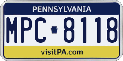 PA license plate MPC8118