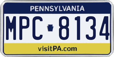 PA license plate MPC8134