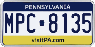 PA license plate MPC8135