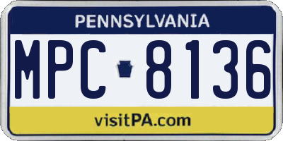 PA license plate MPC8136