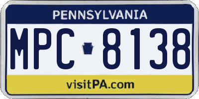PA license plate MPC8138