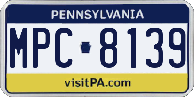 PA license plate MPC8139