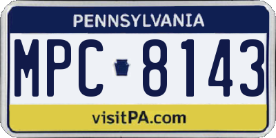 PA license plate MPC8143