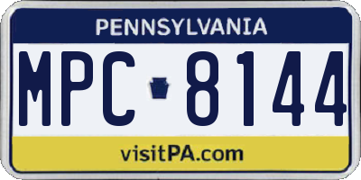 PA license plate MPC8144